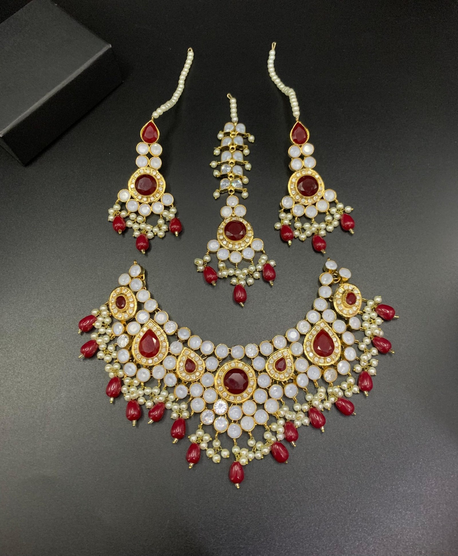 bri Kundan Bridal Set with Real Zircon Stones - Image 1