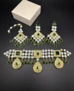 Gold Plated Kundan Choker Set with Real Stones - Image 2