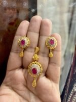 Gold Plated Locket Set with Real Stones - Image 2