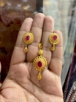 Gold Plated Locket Set with Real Stones