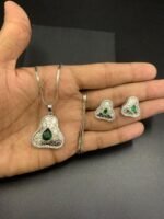 American Diamond Locket Set with Real Stones - Image 2