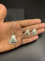 American Diamond Locket Set with Real Stones - Image 3