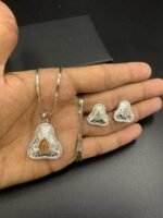 American Diamond Locket Set with Real Stones - Image 5