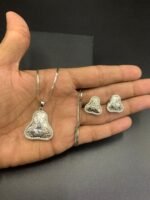 American Diamond Locket Set with Real Stones - Image 7