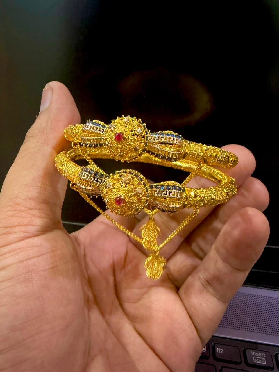 WhatsApp Image 2026-06-09 at 5.24.30 PM Gold Plated Karay with Real Stones - Image 1