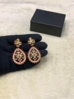 Summer Collection Meenakari Real Stones Traditional Design Jhumkay - Image 5