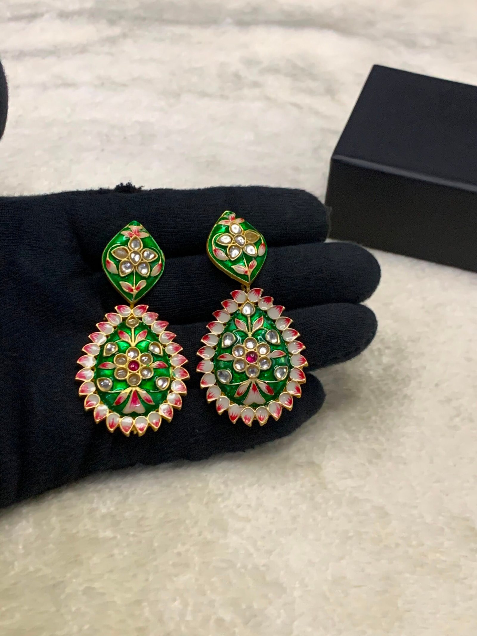 WhatsApp Image 2026-06-12 at 12.30.43 PM Summer Collection Meenakari Real Stones Traditional Design Jhumkay - Image 1