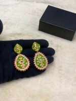 Summer Collection Meenakari Real Stones Traditional Design Jhumkay - Image 4