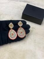 Summer Collection Meenakari Real Stones Traditional Design Jhumkay - Image 3