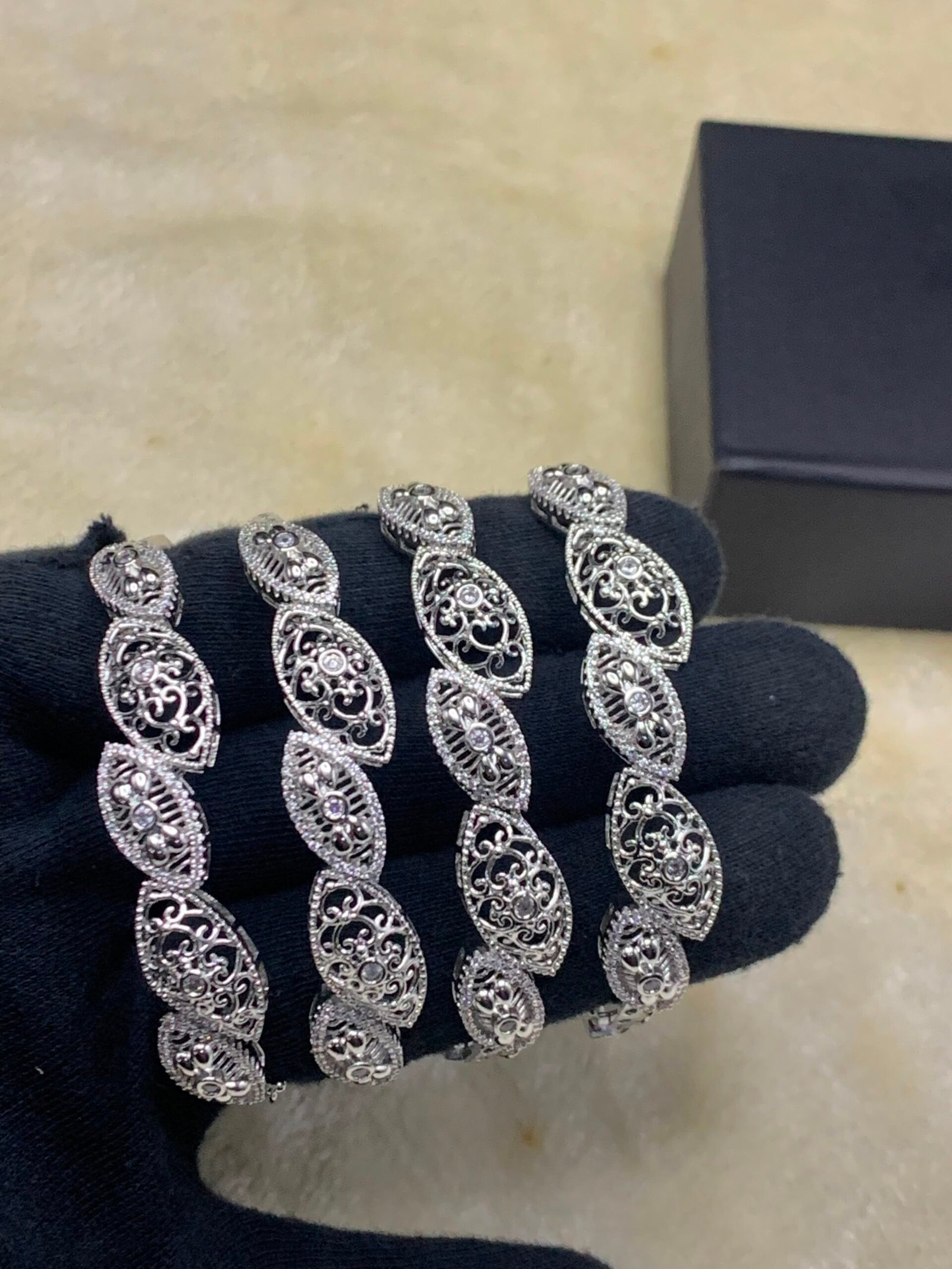 WhatsApp Image 2026-06-12 at 8.42.02 PM American Diamond Openable Bracelet with Real Stones - Image 1