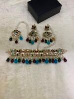 Gold-Plated Kundan Choker Set with Real Stones - Image 3
