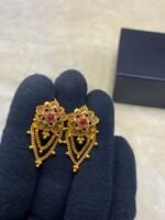 Gold-Plated Earrings with Real Stones & Double Layer Chain - Image 5