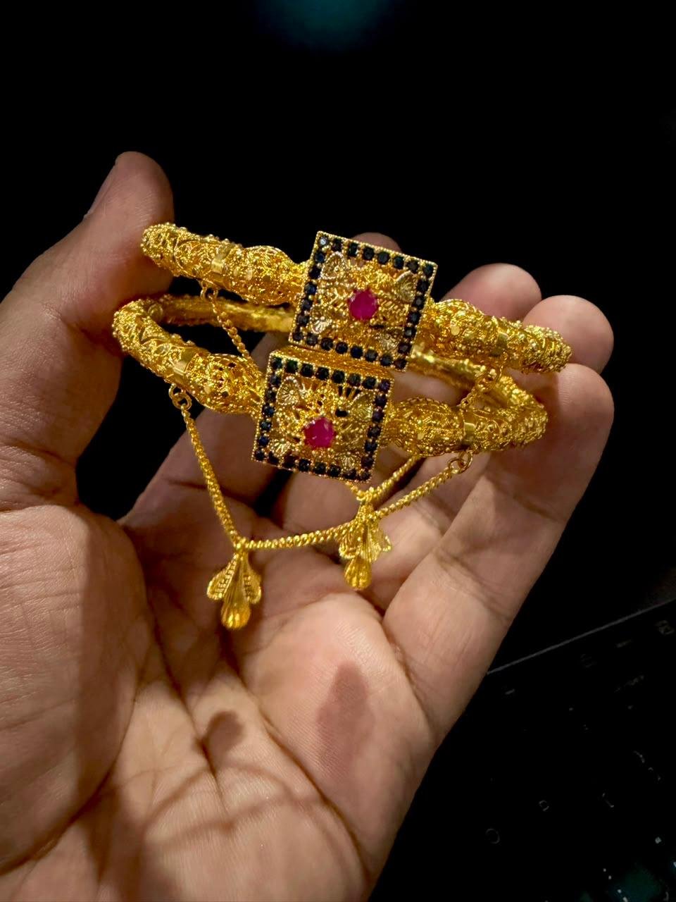 kaar (1) Gold Plated Karay with Real Stones - Image 1