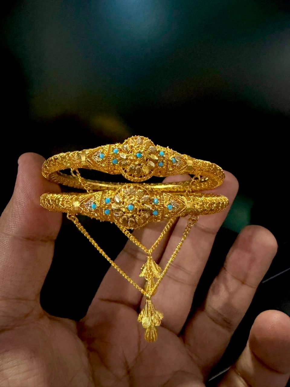 kaar (3) Gold Plated Karay Real Stones - Image 1