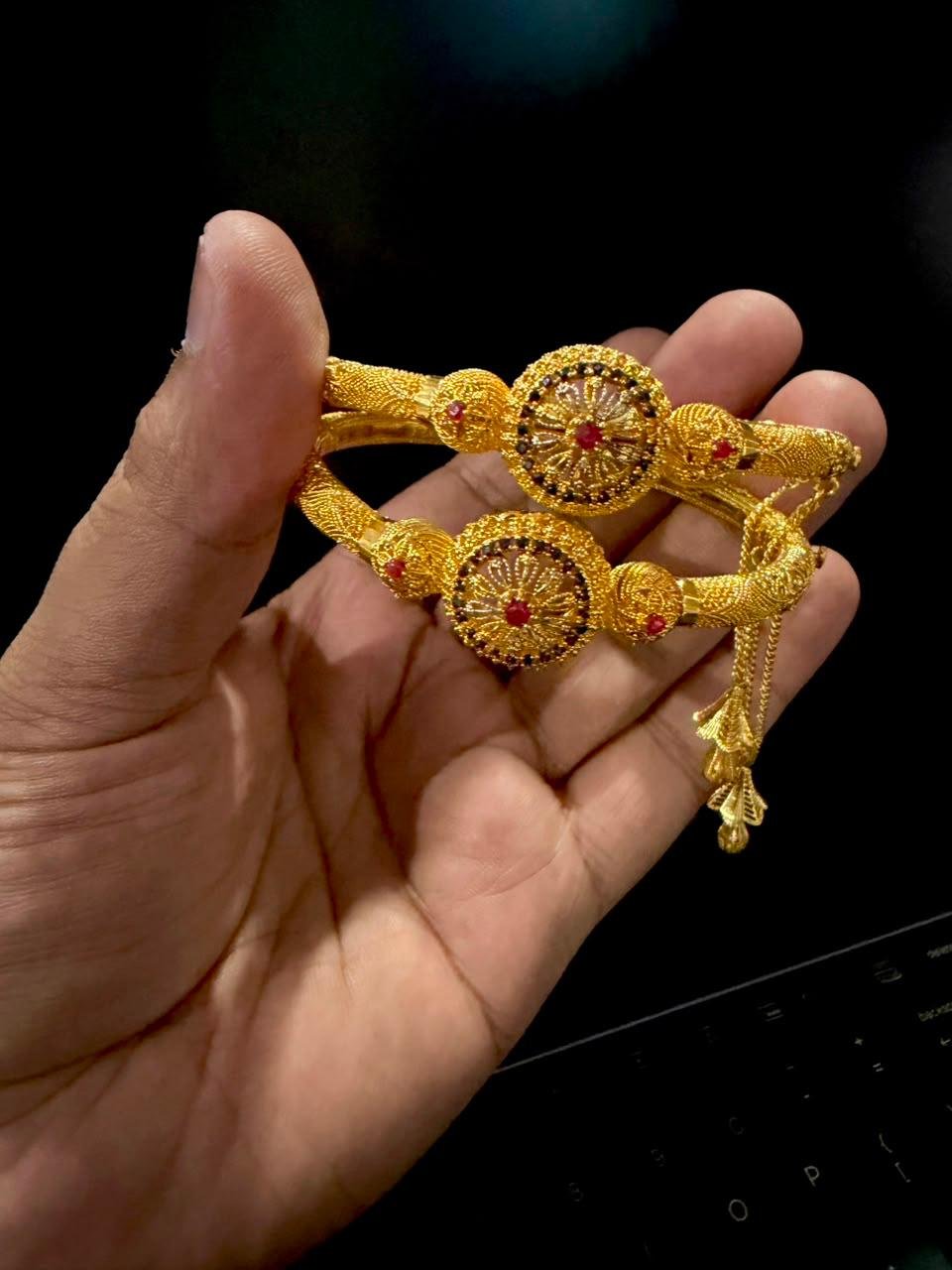 kaar (4) Gold Plated Karay with Real Stones - Image 1