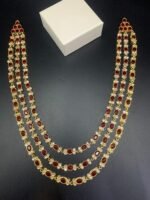 Gold Plated Kundan Triple Layer Mala - Image 4