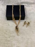 American Diamond Meena Kari Real Stone Locket Set - Image 2