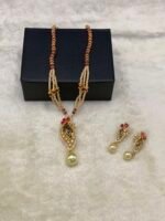 American Diamond Meena Kari Real Stone Locket Set