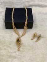 American Diamond Meena Kari Real Stone Locket Set - Image 3