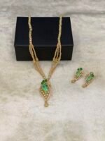 American Diamond Meena Kari Real Stone Locket Set - Image 4