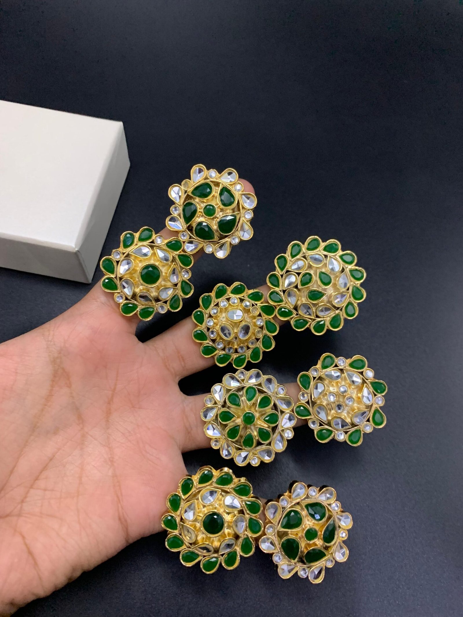 r (2) Gold Plated Kundan Rings - Image 1
