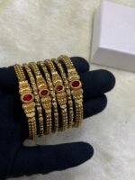 Gold Plated Real Stone Bangles - Image 2