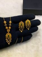 Gold Plated Real Stone Locket Set - Image 4