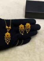 Gold Plated Real Stone Locket Set