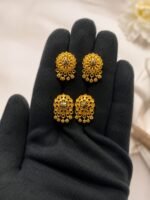 Gold Plated Ball Setting Designer Earrings - Image 2