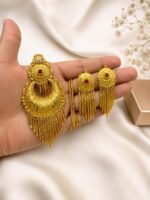 Gold Plated Real Stones Locket Set