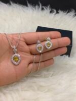 Best Seller American Diamond locket Chain Set - Image 3