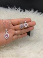 Best Seller American Diamond locket Chain Set - Image 2