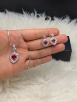 Best Seller American Diamond locket Chain Set - Image 4