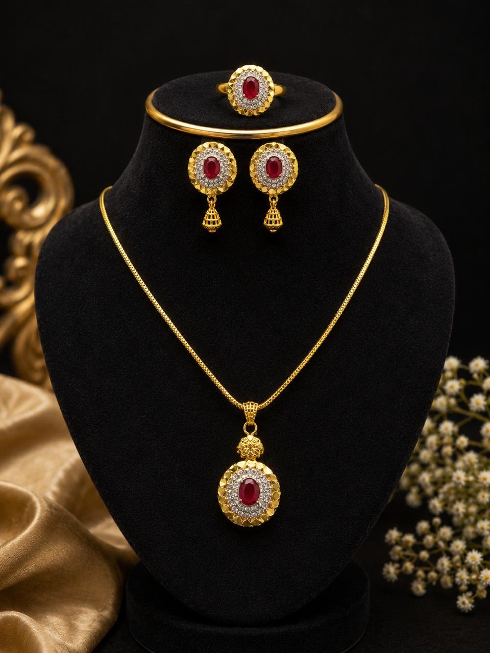 WhatsApp Image 2026-07-24 at 5.46.08 PM Gold-Plated Combo Set with Real Stones - Image 1