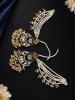 Gold-Plated Furshi Kundan Earrings with Real Stones