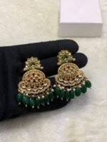 Summer Collection Uncut Kundan Earrings with Real Stones - Image 2