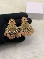 Summer Collection Uncut Kundan Earrings with Real Stones - Image 6