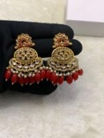 Summer Collection Uncut Kundan Earrings with Real Stones - Image 7