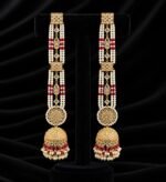 Gold Plated Furshi Kundan Earrings – Real Stones - Image 2