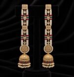 Gold Plated Furshi Kundan Earrings – Real Stones - Image 4